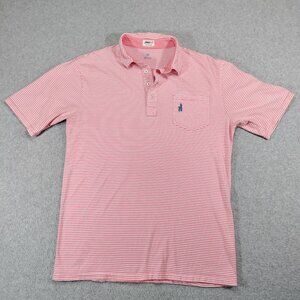Johnnie-O Polo Shirt Mens Medium Coral Jack Striped 4-Button Prep-Formance